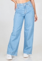 Calça Jeans Wide Leg Feminina Pantalona Cintura Alta