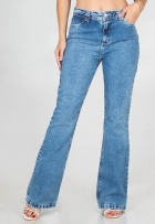 Calça Jeans Flare Feminina Cintura Alta Barra Tradicional
