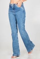Calça Jeans Flare Feminina Cintura Alta Barra Tradicional