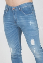 Calça Jeans Skinny Rock & Soda Masculina Desfiada Casual