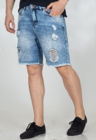 Bermuda Jeans Relaxed Rock & Soda Masculina Destroyed