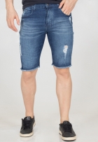 Bermuda Jeans Slim Masculina Desfiada Com Elastano Premium