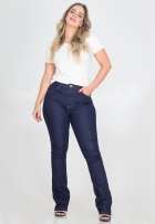 Calça Jeans Boot Cut Feminina Cós Alto Elastano Premium