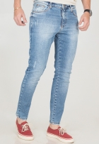 Calça Jeans Skinny Masculina Desfiada Com Elastano Casual