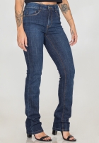 Calça Jeans Reta Feminina Cós Alto Básica Casual Premium