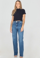 Calça Jeans Wide Leg Feminina Cintura Alta Básica Casual