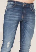 Calça Jeans Slim Masculina Com Desfiado Bolso Casual Premium
