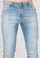 Calça Jeans Slim Masculina Desfiada Com Elastano Casual