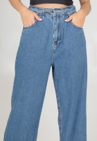 Calça Jeans Wide Leg Feminina Cintura Alta Com Cinto Premium