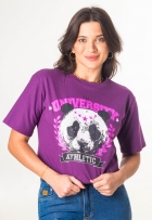 Blusa T-Shirt Feminina Algodão Manga Curta Estampa Panda