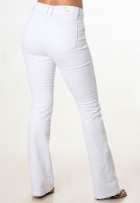 Calça Jeans Feminina Flare Cintura Alta Com Elastano Branca