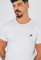 Camiseta Masculina Básica Mini Logo Malha Penteada Elastano