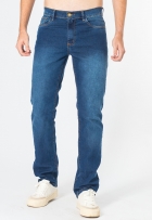 Calça Jeans Masculina Slim Com Elastano Bolso Lisa Azul