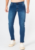 Calça Jeans Masculina Curta Skinny Com Elastano Bolso Azul