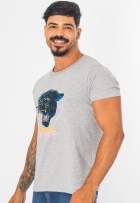 Camiseta Masculina Estampa Pantera Gola Redonda Manga Curta