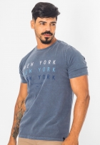 Camiseta Masculina Algodão Estonada New York Manga Curta