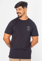 Camiseta Masculina Algodão Caveira Nas Costas Gola Redonda