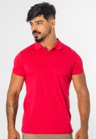 Camisa Masculina Polo Piquet Slim Gola Curta Básica Vermelha