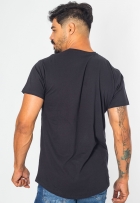 Camiseta Masculina Casual Slim Alongada Com Estampa De Gel