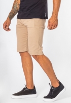 Bermuda De Sarja Masculina Slim Com Elastano Bolsos Bege