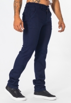 Calça Jeans Masculina Slim Com Elastano Bolso Azul Escuro