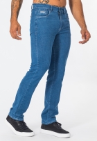 Calça Jeans Masculina Azul Com Elastano Slim Bolsos Casual