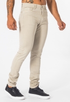 Calça Jeans Masculina Slim Com Elastano Bolso Casual Areia