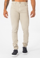 Calça Jeans Masculina Slim Com Elastano Bolso Casual Areia