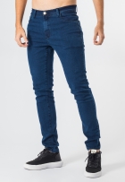 Calça Jeans Masculina Slim Elastano Com Bolso Azul Escuro