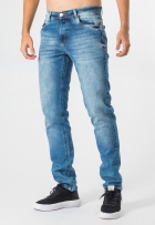 Calça Jeans Masculina Slim Elastano Com Bolso Casual Azul